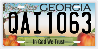 GA license plate QAI1063