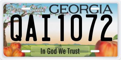 GA license plate QAI1072
