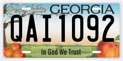 GA license plate QAI1092