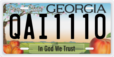GA license plate QAI1110