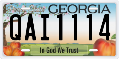 GA license plate QAI1114