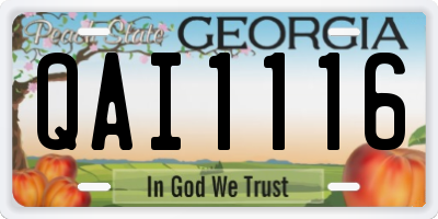GA license plate QAI1116