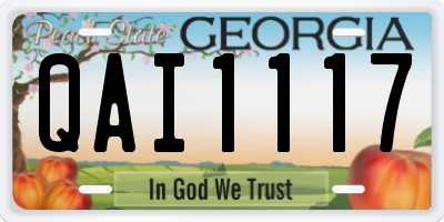 GA license plate QAI1117