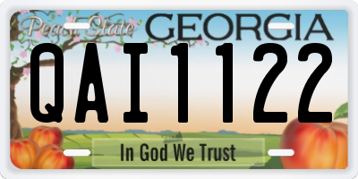 GA license plate QAI1122