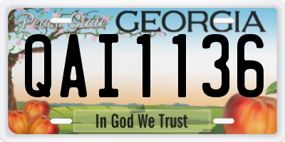GA license plate QAI1136