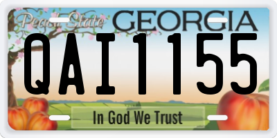 GA license plate QAI1155