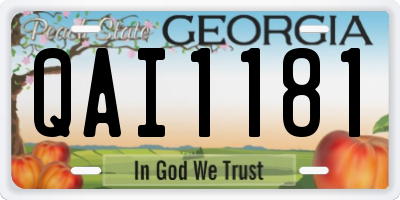 GA license plate QAI1181