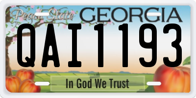 GA license plate QAI1193
