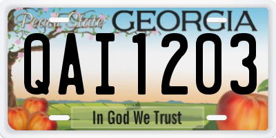 GA license plate QAI1203