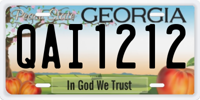 GA license plate QAI1212