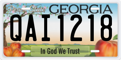 GA license plate QAI1218
