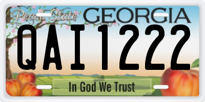 GA license plate QAI1222