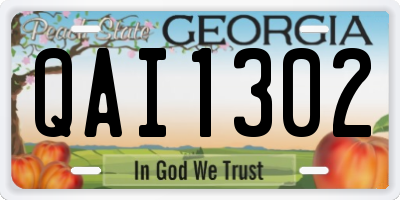 GA license plate QAI1302