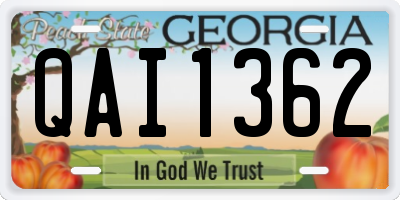 GA license plate QAI1362