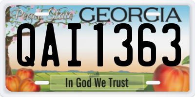 GA license plate QAI1363