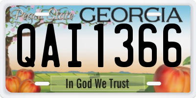 GA license plate QAI1366