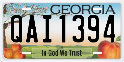 GA license plate QAI1394
