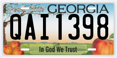 GA license plate QAI1398