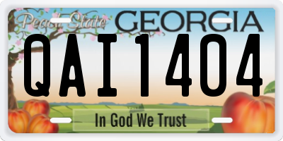 GA license plate QAI1404