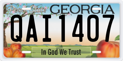 GA license plate QAI1407