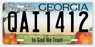 GA license plate QAI1412