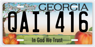 GA license plate QAI1416