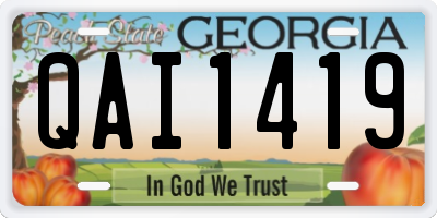 GA license plate QAI1419