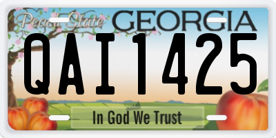 GA license plate QAI1425
