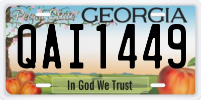 GA license plate QAI1449