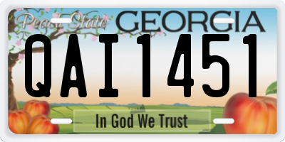 GA license plate QAI1451