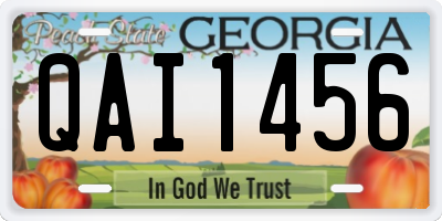 GA license plate QAI1456