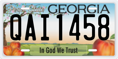 GA license plate QAI1458