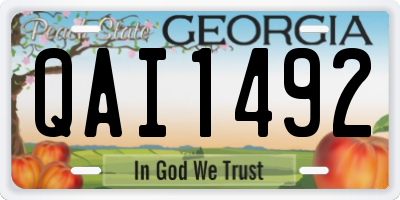 GA license plate QAI1492