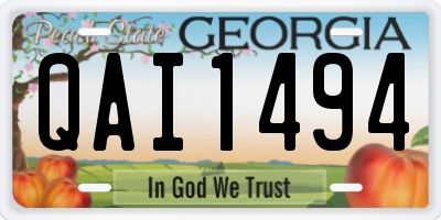 GA license plate QAI1494