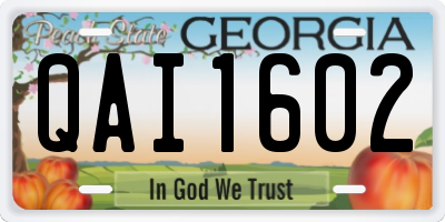 GA license plate QAI1602