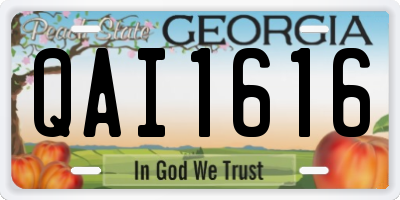 GA license plate QAI1616