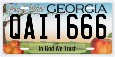 GA license plate QAI1666