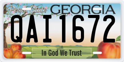GA license plate QAI1672