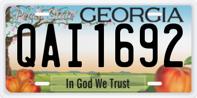 GA license plate QAI1692