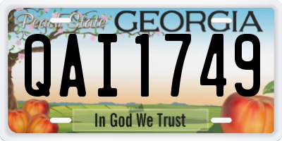 GA license plate QAI1749