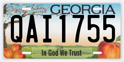GA license plate QAI1755