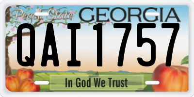 GA license plate QAI1757
