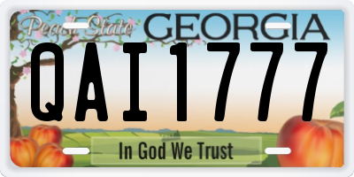 GA license plate QAI1777