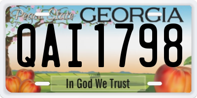 GA license plate QAI1798