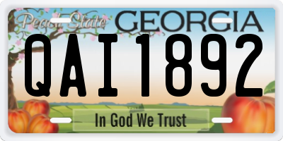 GA license plate QAI1892