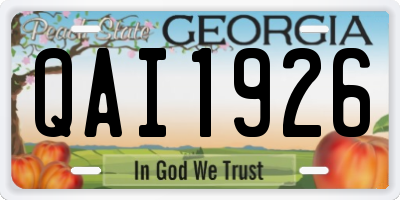 GA license plate QAI1926