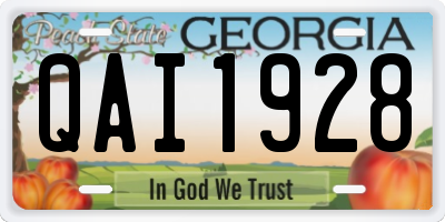 GA license plate QAI1928