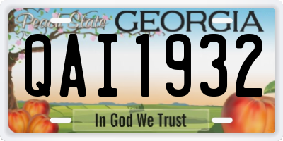 GA license plate QAI1932