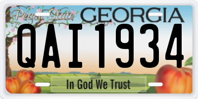 GA license plate QAI1934