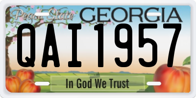 GA license plate QAI1957